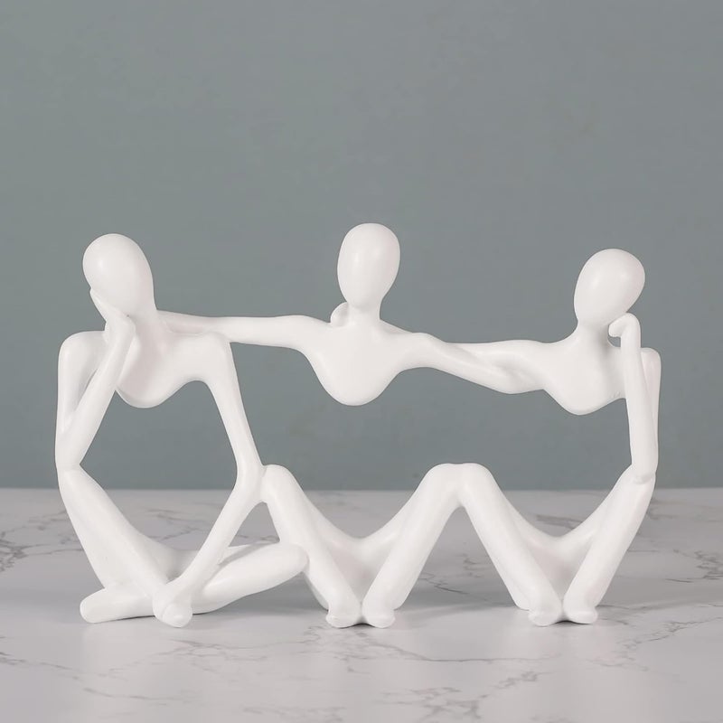 BMLCGJ Thinker Statue Gold Decor Abstract Art Sculpture, Golden Resin Collectible Figurines for Home Living Room Office Shelf Decoration,Great Gifts Ideas (Conjoined Body-White) - Image 2